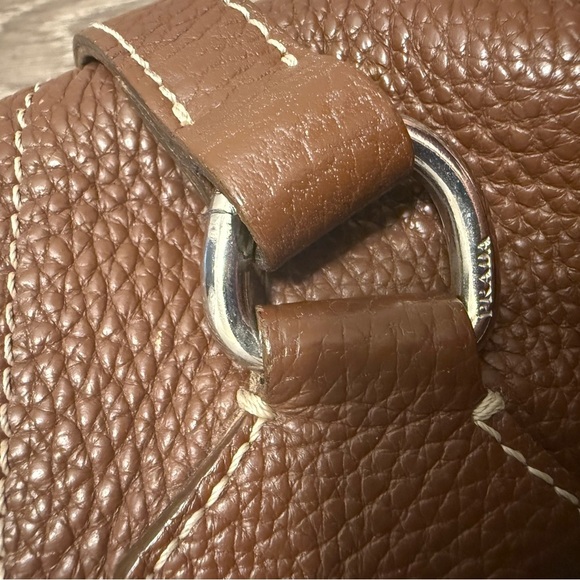 Prada Vintage Brown Vitello Dani Tote Bag Pebbled Leather Y2K Silver Hardware - Picture 7 of 15